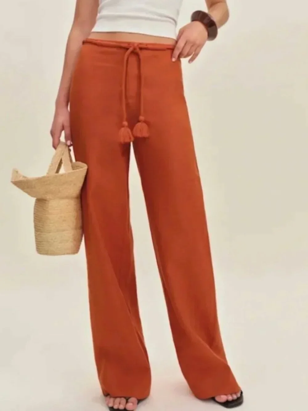 ✨ SALE✨ Reformation Avery Linen Pant - Blood Orange Causal Vacation Straight 0/2